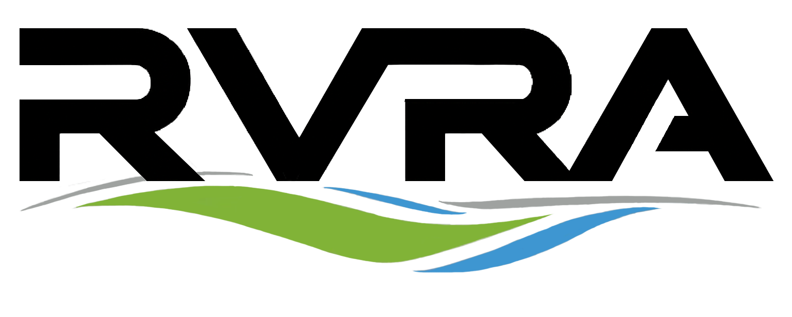 RVRA logo rebranded in 2025 with black letters and blue, gray and green icon