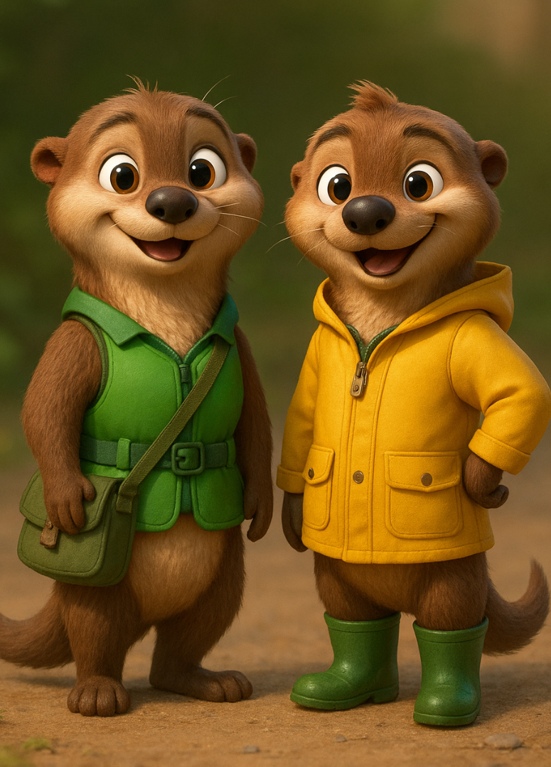 Willa and Blue Otter with Background